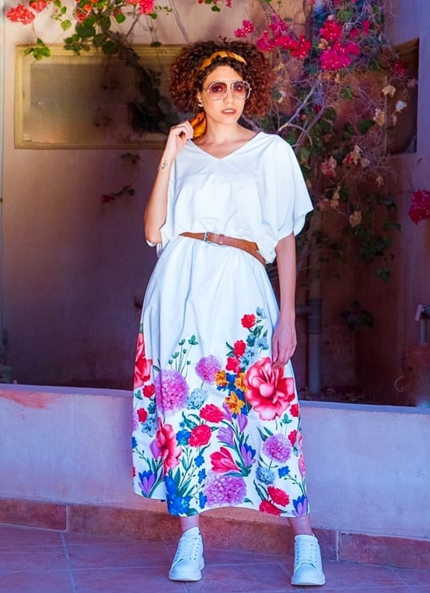 White Aurette Floral Dress